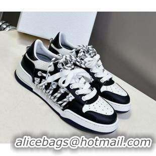 Charming Dior First Low-Top Sneakers in Black and White Calfskin with Two-Tone Laces 0425005