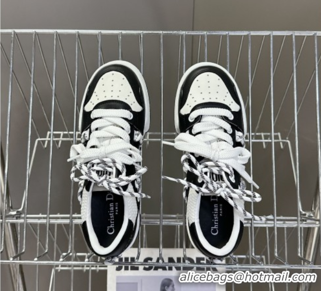 Charming Dior First Low-Top Sneakers in Black and White Calfskin with Two-Tone Laces 0425005