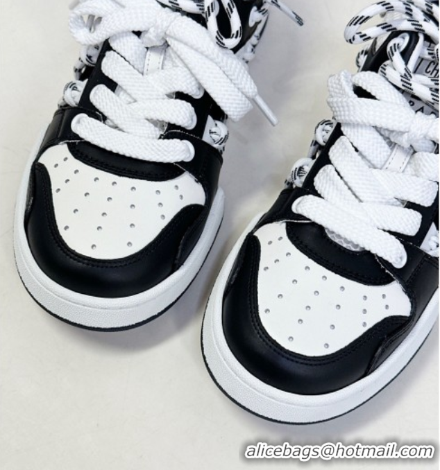 Charming Dior First Low-Top Sneakers in Black and White Calfskin with Two-Tone Laces 0425005