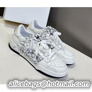 Big Discount Dior First Low-Top Sneakers in White Calfskin Leather with Two-Tone Laces 0425006