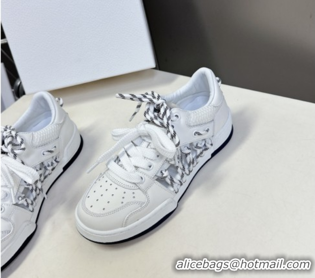 Big Discount Dior First Low-Top Sneakers in White Calfskin Leather with Two-Tone Laces 0425006