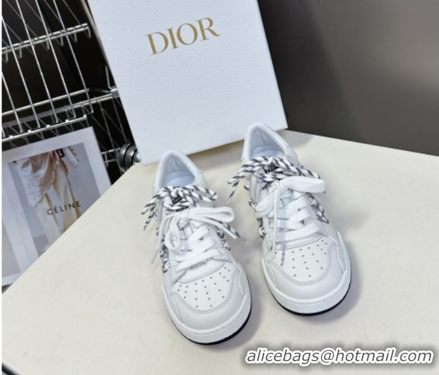 Big Discount Dior First Low-Top Sneakers in White Calfskin Leather with Two-Tone Laces 0425006