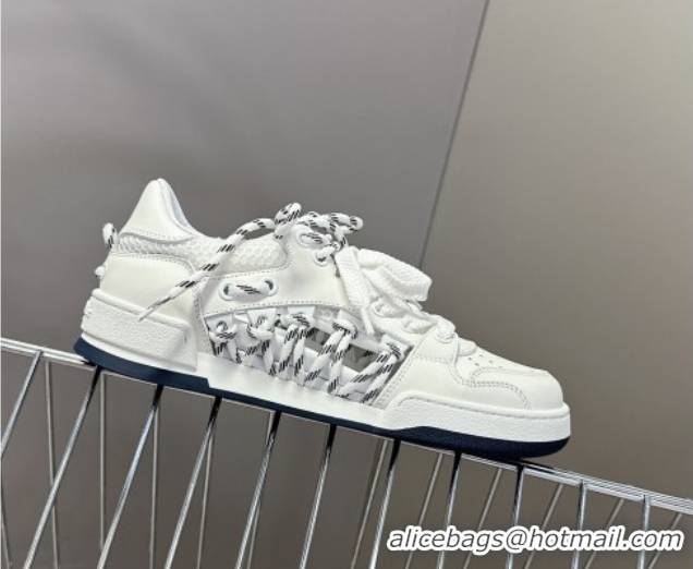 Big Discount Dior First Low-Top Sneakers in White Calfskin Leather with Two-Tone Laces 0425006