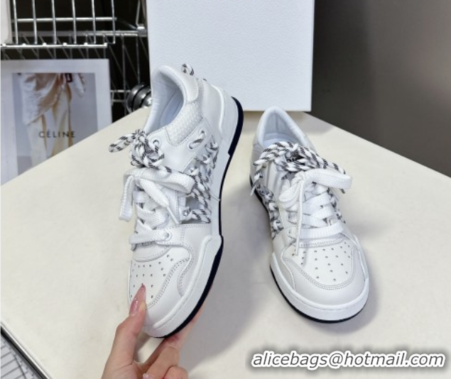 Big Discount Dior First Low-Top Sneakers in White Calfskin Leather with Two-Tone Laces 0425006