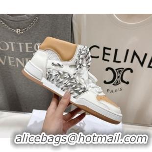Best Product Dior First High-Top Sneakers in Apricot and White Calfskin with Two-Tone Laces 0425009