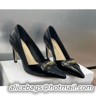 Good Quality Dior My Dior Pumps 8cm in Shiny Calfskin Black 0425016