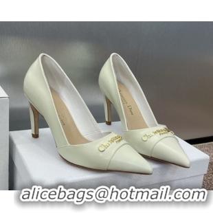 Pretty Style Dior My Dior Pumps 8cm in Shiny Calfskin White 0425017