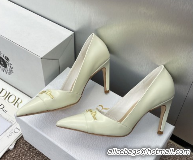 Pretty Style Dior My Dior Pumps 8cm in Shiny Calfskin White 0425017