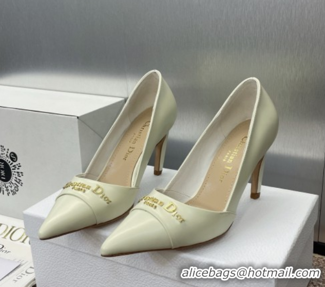 Pretty Style Dior My Dior Pumps 8cm in Shiny Calfskin White 0425017