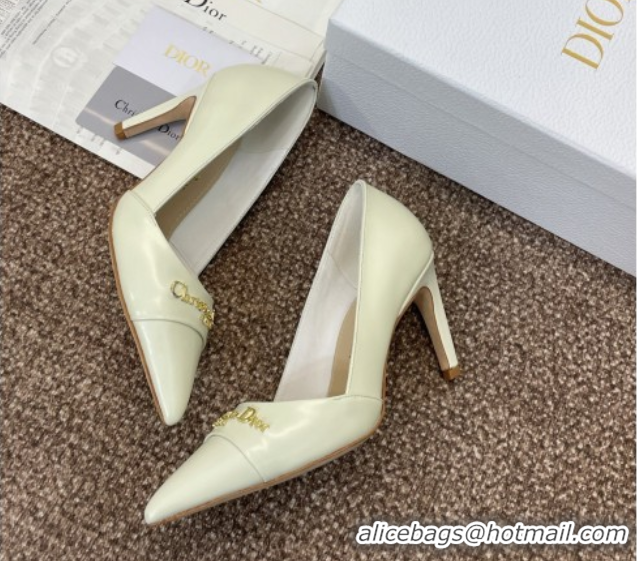 Pretty Style Dior My Dior Pumps 8cm in Shiny Calfskin White 0425017
