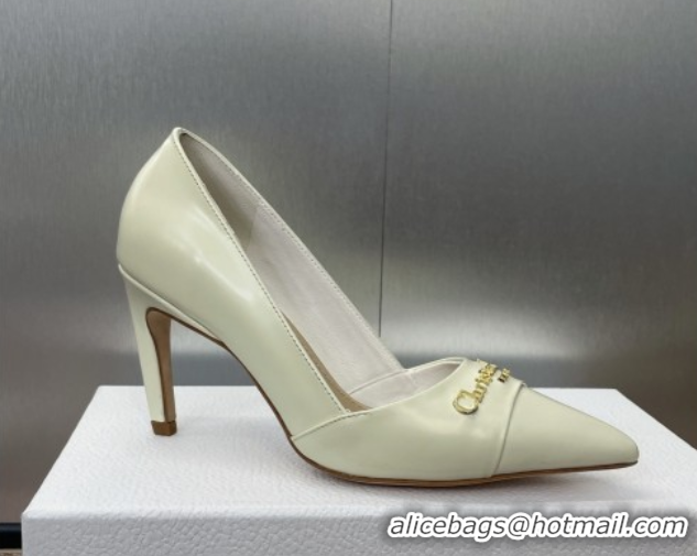 Pretty Style Dior My Dior Pumps 8cm in Shiny Calfskin White 0425017