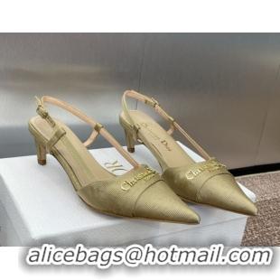 Grade Quality Dior My Dior Slingbacks Pump 5cm in Moiré Fabric Yellow 0425020