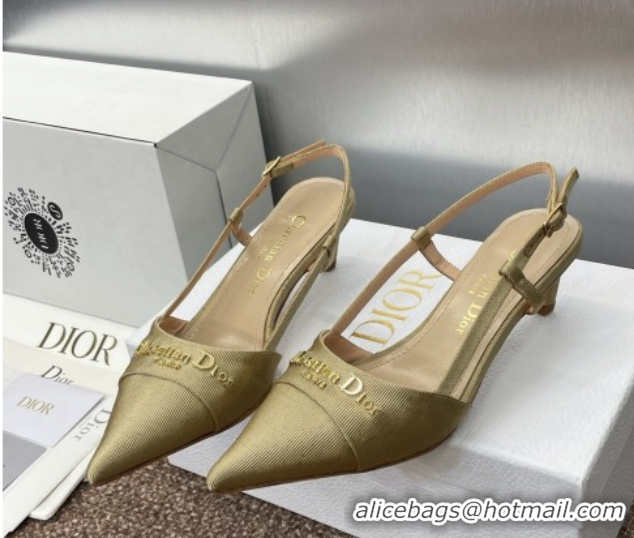 Grade Quality Dior My Dior Slingbacks Pump 5cm in Moiré Fabric Yellow 0425020