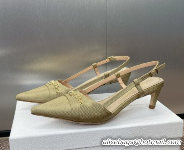 Grade Quality Dior My Dior Slingbacks Pump 5cm in Moiré Fabric Yellow 0425020