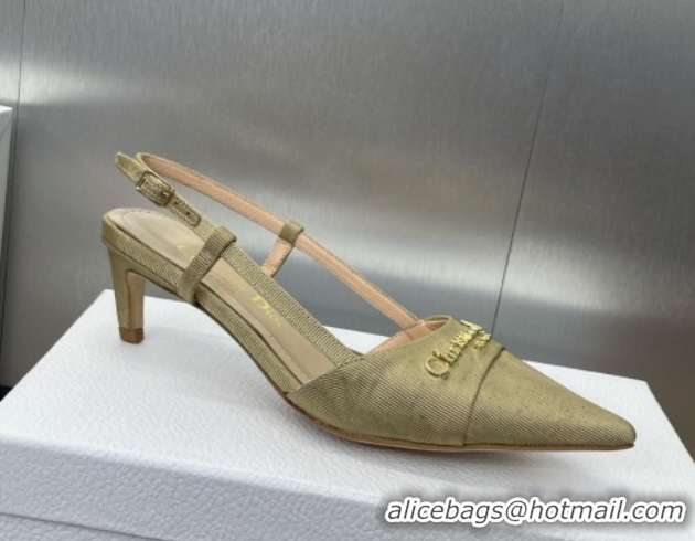 Grade Quality Dior My Dior Slingbacks Pump 5cm in Moiré Fabric Yellow 0425020
