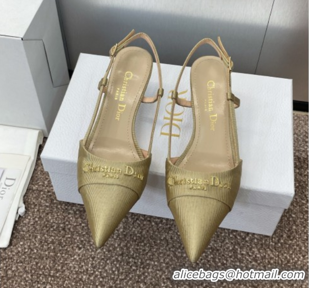 Grade Quality Dior My Dior Slingbacks Pump 5cm in Moiré Fabric Yellow 0425020