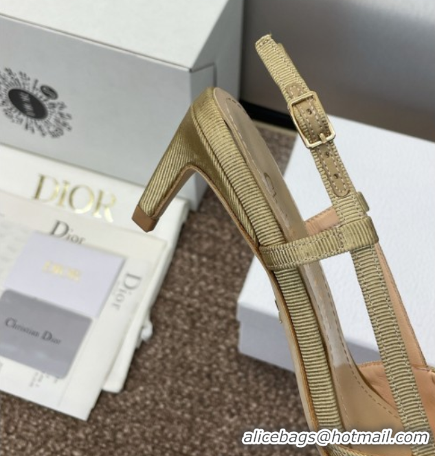 Grade Quality Dior My Dior Slingbacks Pump 5cm in Moiré Fabric Yellow 0425020