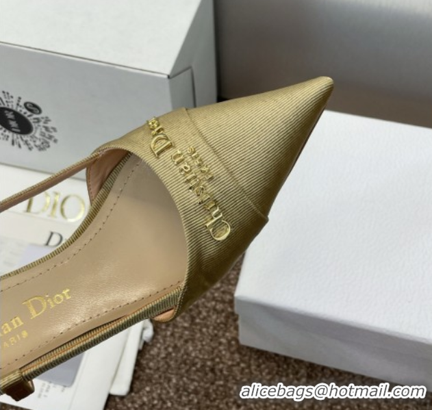 Grade Quality Dior My Dior Slingbacks Pump 5cm in Moiré Fabric Yellow 0425020