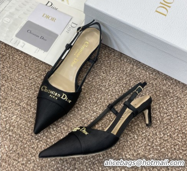 Luxurious Dior My Dior Slingbacks Pump 5cm in Moiré Fabric Black 0425021