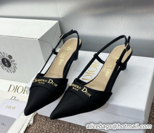Luxurious Dior My Dior Slingbacks Pump 5cm in Moiré Fabric Black 0425021