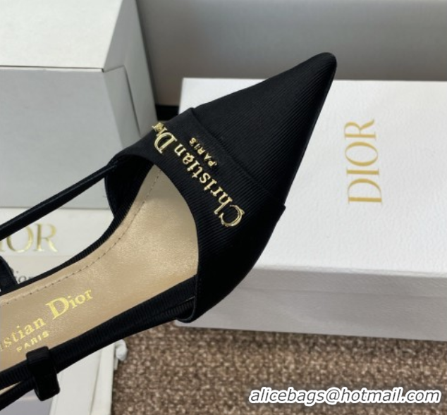 Luxurious Dior My Dior Slingbacks Pump 5cm in Moiré Fabric Black 0425021