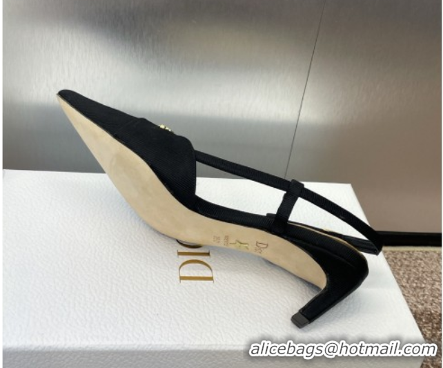 Luxurious Dior My Dior Slingbacks Pump 5cm in Moiré Fabric Black 0425021