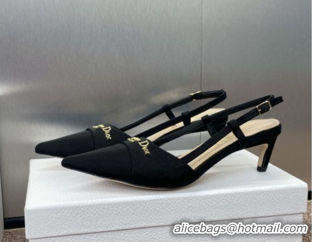 Luxurious Dior My Dior Slingbacks Pump 5cm in Moiré Fabric Black 0425021