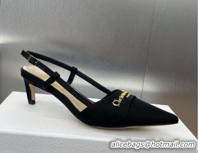 Luxurious Dior My Dior Slingbacks Pump 5cm in Moiré Fabric Black 0425021