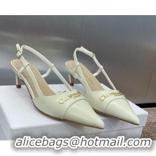 Best Grade Dior My Dior Slingbacks Pump 5cm in Patent Calfskin White 0425022