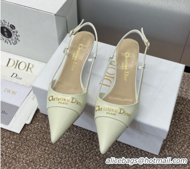 Best Grade Dior My Dior Slingbacks Pump 5cm in Patent Calfskin White 0425022