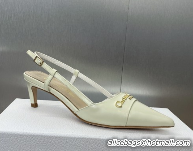 Best Grade Dior My Dior Slingbacks Pump 5cm in Patent Calfskin White 0425022