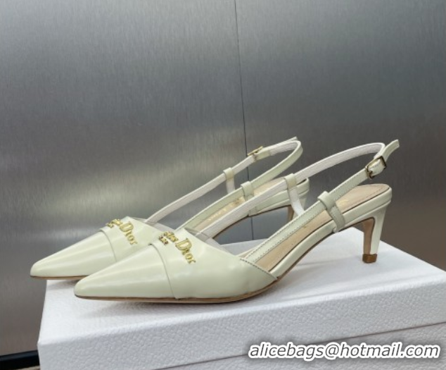 Best Grade Dior My Dior Slingbacks Pump 5cm in Patent Calfskin White 0425022