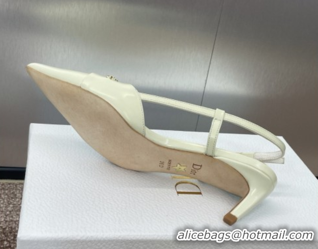 Best Grade Dior My Dior Slingbacks Pump 5cm in Patent Calfskin White 0425022