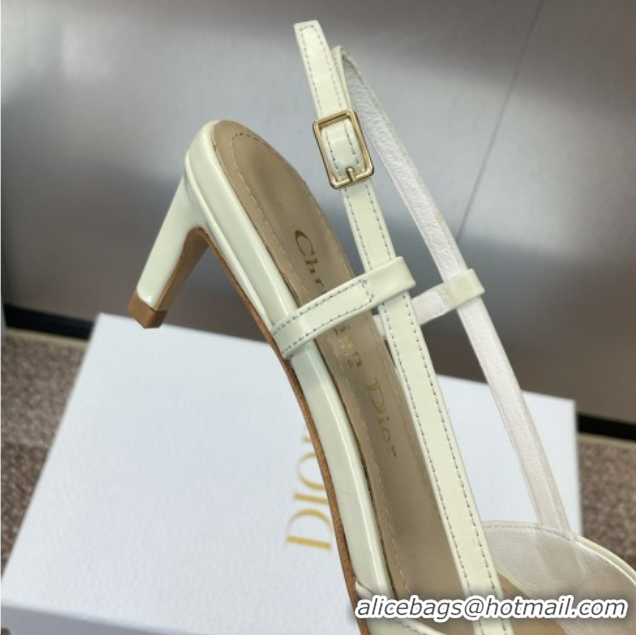 Best Grade Dior My Dior Slingbacks Pump 5cm in Patent Calfskin White 0425022