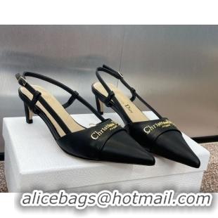 Luxury Dior My Dior Slingbacks Pump 5cm in Supple Calfskin Black 0425023