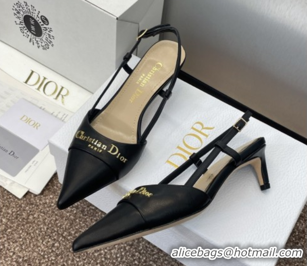 Luxury Dior My Dior Slingbacks Pump 5cm in Supple Calfskin Black 0425023