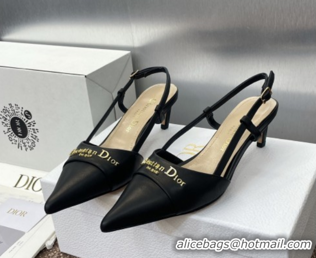 Luxury Dior My Dior Slingbacks Pump 5cm in Supple Calfskin Black 0425023