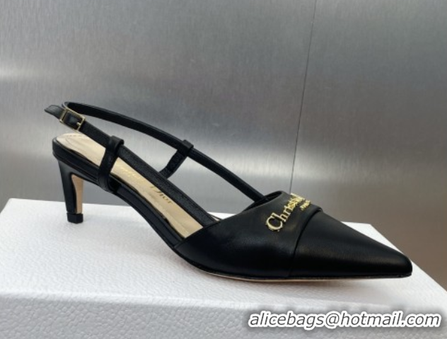 Luxury Dior My Dior Slingbacks Pump 5cm in Supple Calfskin Black 0425023