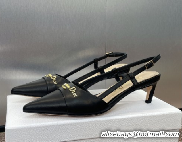 Luxury Dior My Dior Slingbacks Pump 5cm in Supple Calfskin Black 0425023