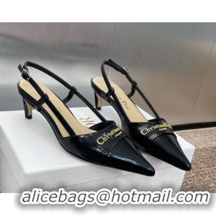 Good Quality Dior My Dior Slingbacks Pump 5cm in Patent Calfskin Black 0425024