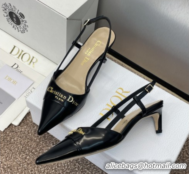 Good Quality Dior My Dior Slingbacks Pump 5cm in Patent Calfskin Black 0425024