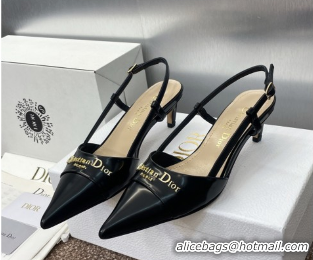 Good Quality Dior My Dior Slingbacks Pump 5cm in Patent Calfskin Black 0425024