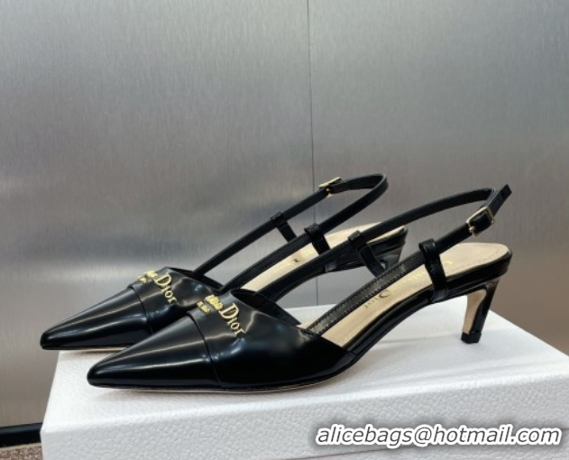 Good Quality Dior My Dior Slingbacks Pump 5cm in Patent Calfskin Black 0425024