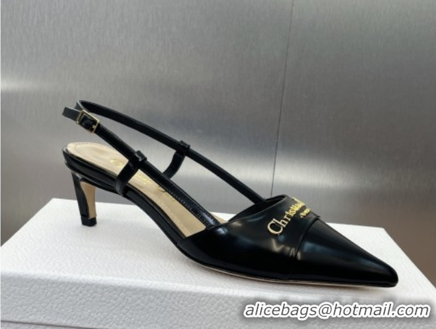 Good Quality Dior My Dior Slingbacks Pump 5cm in Patent Calfskin Black 0425024