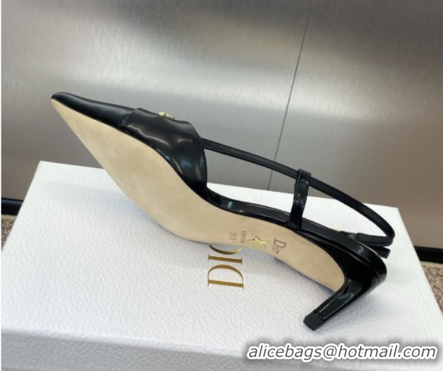Good Quality Dior My Dior Slingbacks Pump 5cm in Patent Calfskin Black 0425024