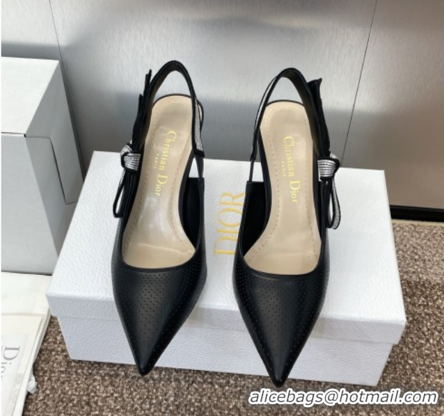 Luxury Dior Toujours Slingback Pumps 7cm in Perforated Supple Lambskin Black 0425045