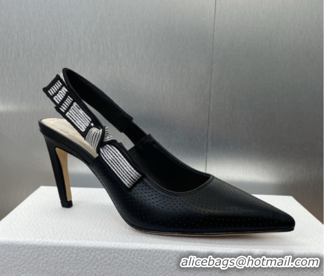 Luxury Dior Toujours Slingback Pumps 7cm in Perforated Supple Lambskin Black 0425045