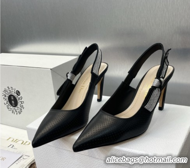 Luxury Dior Toujours Slingback Pumps 7cm in Perforated Supple Lambskin Black 0425045