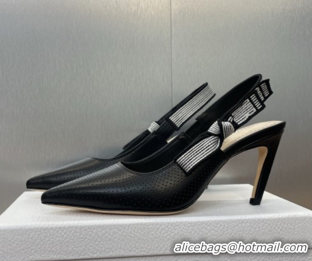 Luxury Dior Toujours Slingback Pumps 7cm in Perforated Supple Lambskin Black 0425045