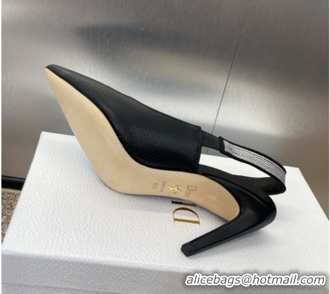 Luxury Dior Toujours Slingback Pumps 7cm in Perforated Supple Lambskin Black 0425045